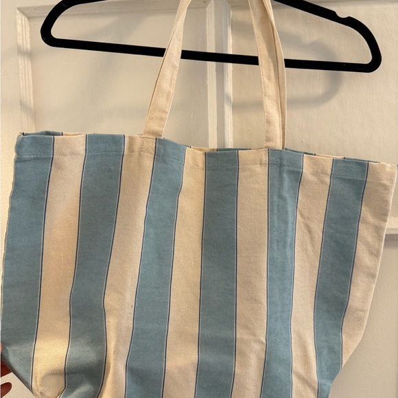 Sezane Striped Blue and Cream Tote Bag “Bonjour San Francisco” - Picture 3 of 3